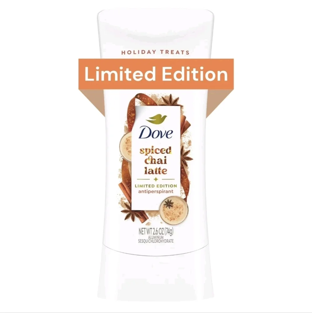 2 Two Dove Limited Edition Antiperspirant Deodorant Stick Spiced Chai Latte 2.6o